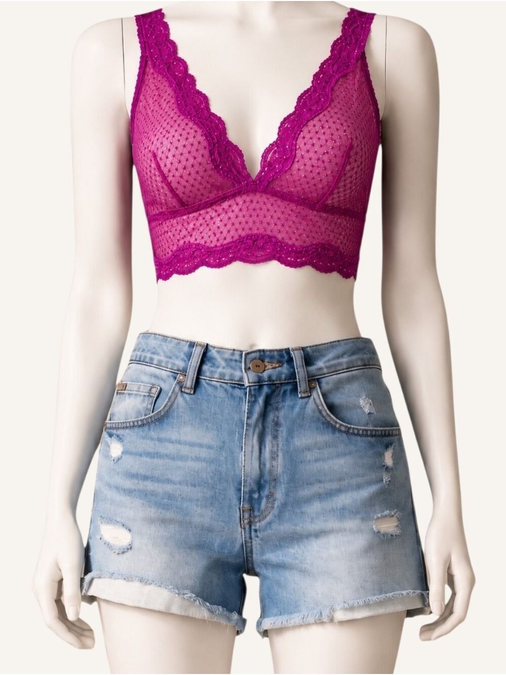 NWT Free People Magenta Haze Longline Mesh Bralette Large Festivalcore